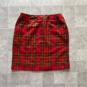 Wool 90s Vintage CARLISLE Red brown plaid high waisted pencil skirt women’s 10